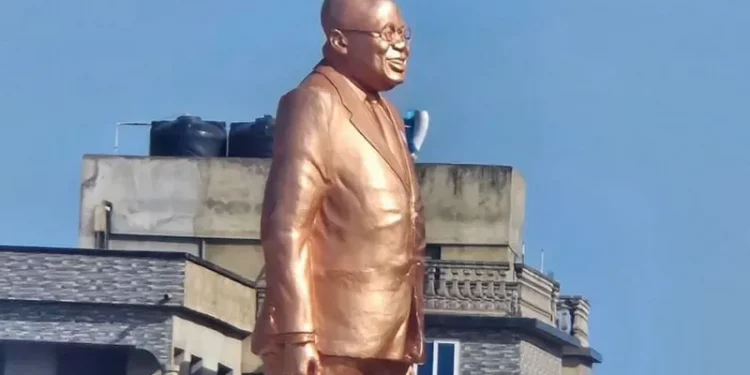 Controversial Nana Akufo-Addo Statue Destroyed Amid Mixed Reactions in Ghana