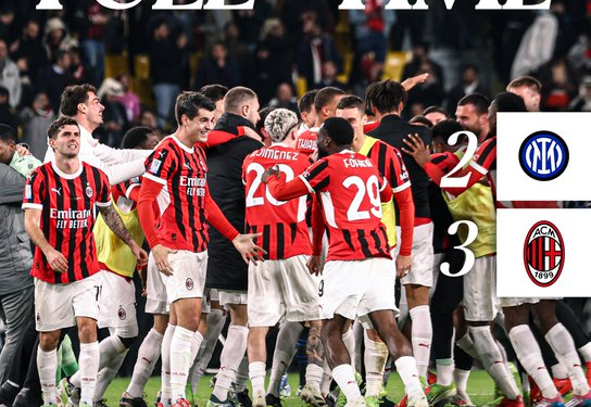 FOOTBALL : Tammy Abraham’s Late Winner Secures Italian Super Cup For AC Milan in Thrilling Comeback