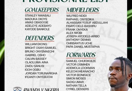 NIGERIA : Eric Chelle Names First Provisional Squad for World Cup Qualifiers