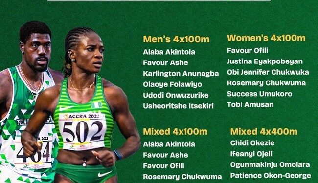 ATHLETICS : Nigeria to Compete in Four Events at 2025 World Athletics Relays in China