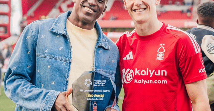 NIGERIA : Taiwo Awoniyi Named PFA Community Champion at Nottingham Forest