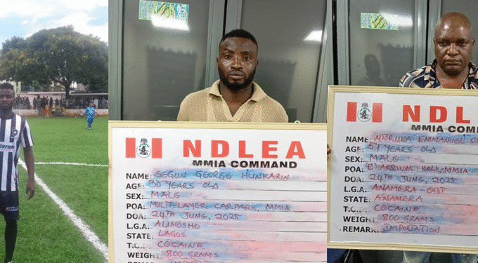 NIGERIA: NDLEA Arrests Ex-Nigerian Footballer, Businessmen Over Cocaine Smuggling