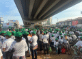 (VIDEO) Democracy Day Protest: Nigerians Gather at Ikeja Under Bridge to Demand Good Governance