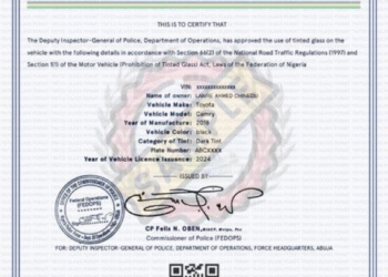 NIGERIA : Police Extends Tinted Glass Permit Enforcement to October 2nd 2025