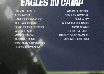 Eighteen Super Eagles Players in Camp Ahead of World Cup Playoff Clash with Gabon