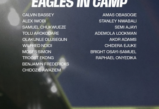 Eighteen Super Eagles Players in Camp Ahead of World Cup Playoff Clash with Gabon