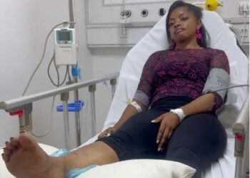 (VIDEO) Nollywood Star Omeche Oko Hospitalised After On-Set Motorcycle Stunt Goes Wrong